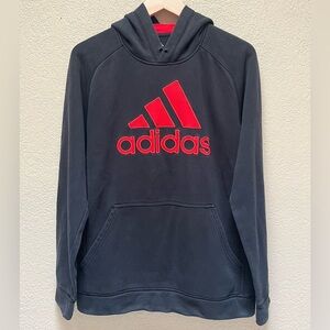 Adidas Charcoal Black & Red Colored Embroidered Hoodie Mens Size Medium/Large